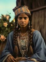 Old colored photograph of a brazilian woman from the early 1900s AI Generative photo