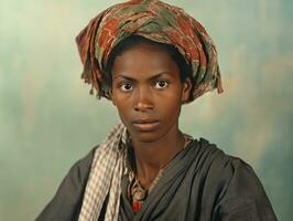 Old colored photograph of a brazilian woman from the early 1900s AI Generative photo