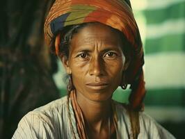 antiguo de colores fotografía de un brasileño mujer desde el temprano 1900 ai generativo foto