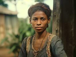 Old colored photograph of a brazilian woman from the early 1900s AI Generative photo