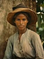 Old colored photograph of a brazilian woman from the early 1900s AI Generative photo