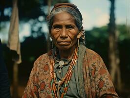 Old colored photograph of a brazilian woman from the early 1900s AI Generative photo