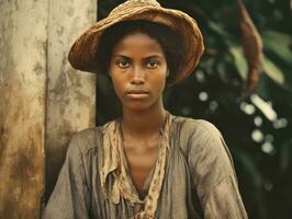 Old colored photograph of a brazilian woman from the early 1900s AI Generative photo