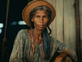 Old colored photograph of a brazilian woman from the early 1900s AI Generative photo