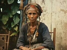 Old colored photograph of a brazilian woman from the early 1900s AI Generative photo