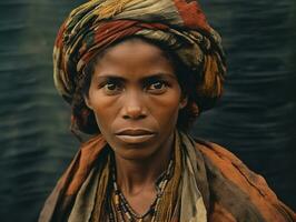 Old colored photograph of a brazilian woman from the early 1900s AI Generative photo