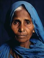 Old colored photograph of a indian woman from the early 1900s AI Generative photo