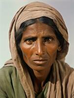 Old colored photograph of a indian woman from the early 1900s AI Generative photo