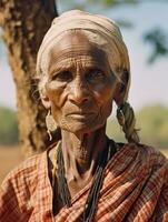 Old colored photograph of a indian woman from the early 1900s AI Generative photo