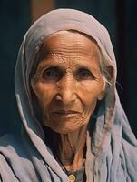 antiguo de colores fotografía de un indio mujer desde el temprano 1900 ai generativo foto