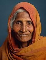 Old colored photograph of a indian woman from the early 1900s AI Generative photo