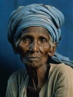 Old colored photograph of a indian woman from the early 1900s AI Generative photo