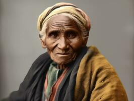 Old colored photograph of a indian woman from the early 1900s AI Generative photo