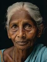 Old colored photograph of a indian woman from the early 1900s AI Generative photo