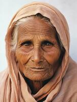 Old colored photograph of a indian woman from the early 1900s AI Generative photo