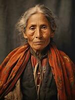 Old colored photograph of a mexican woman from the early 1900s AI Generative photo