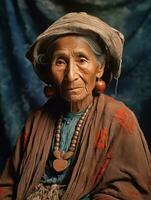 Old colored photograph of a mexican woman from the early 1900s AI Generative photo