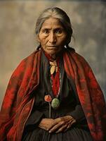 Old colored photograph of a mexican woman from the early 1900s AI Generative photo