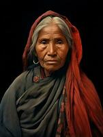 Old colored photograph of a mexican woman from the early 1900s AI Generative photo