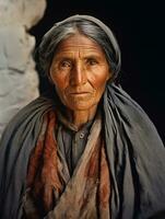 Old colored photograph of a mexican woman from the early 1900s AI Generative photo