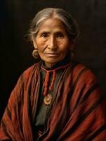 Old colored photograph of a mexican woman from the early 1900s AI Generative photo