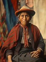 Old colored photograph of a mexican woman from the early 1900s AI Generative photo