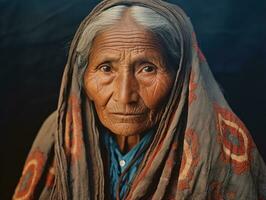 antiguo de colores fotografía de un mexicano mujer desde el temprano 1900 ai generativo foto