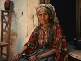 antiguo de colores fotografía de un mexicano mujer desde el temprano 1900 ai generativo foto