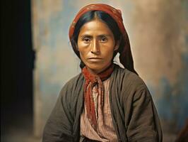 Old colored photograph of a mexican woman from the early 1900s AI Generative photo