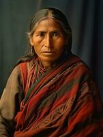 Old colored photograph of a mexican woman from the early 1900s AI Generative photo