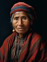 Old colored photograph of a mexican woman from the early 1900s AI Generative photo