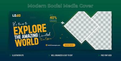 Travel social media cover template design vector