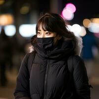 a woman wearing a black coat generative ai photo