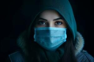 a woman wearing a medical mask generative ai photo