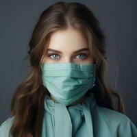 a woman wearing a medical mask generative ai photo