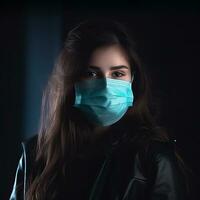 a woman wearing a surgical mask generative ai photo