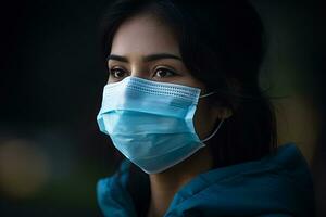a woman wearing a surgical mask generative ai photo