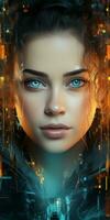 sleek and cutting edge futuristic themed portrait silhouette photo