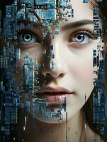 sleek and cutting edge futuristic themed portrait silhouette photo