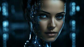 sleek and cutting edge futuristic themed portrait silhouette photo