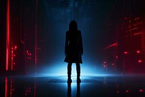 sleek and cutting edge futuristic themed portrait silhouette photo