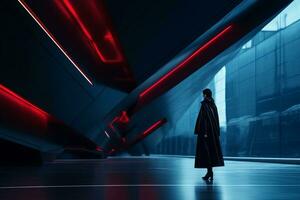 sleek and cutting edge futuristic themed portrait silhouette photo