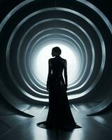 sleek and cutting edge futuristic themed portrait silhouette photo