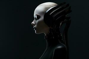 a woman in a futuristic outfit with long hair generative ai photo