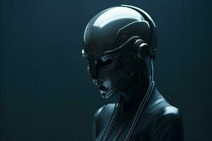 an image of a futuristic woman with headphones on generative ai photo