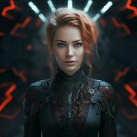 an image of a woman in a futuristic suit photo