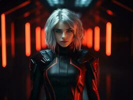 an image of a woman in a futuristic suit photo
