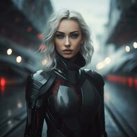 an image of a woman in a futuristic suit photo