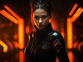 an image of a woman in a futuristic suit photo
