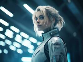 an image of a woman in a futuristic suit generative ai photo